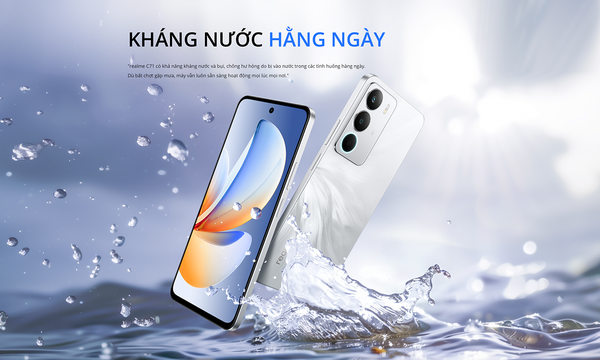 realme C71 chính thức ra mắt tại Việt Nam: “Tân vương” smartphone phổ thông sạc 1 giờ dùng 2 ngày, độ bền chuẩn quân đội và tích hợp AI tiên tiến